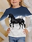 お買い得  女の子の 3d T シャツ-子供 女の子 Tシャツ 長袖 3Dプリント 馬 動物 ホワイト 子供達 トップの 秋 冬 活発的 ファッション 日常 アウトドア レギュラー 3〜12年
