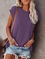 baratos Tops básicos de mulher-bilike jomex feminino com tops de ombro com capa de bolso e camiseta casual solta rosa m