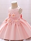 cheap Dresses-Kids Little Girls&#039; Dress Jacquard Party Birthday Party Beaded Layered Mesh Blue Blushing Pink As Picture Knee-length Sleeveless Cute Sweet Dresses Children&#039;s Day All Seasons Slim 2-6 Years
