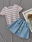 preiswerte Sets-Kids Girls&#039; Clothing Set 1 PC Short Sleeve Blue Striped Cotton School Daily Wear Vacation Active 4-13 Years / Summer