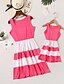 cheap Family Matching Outfits-Mommy and Me Dresses Daily Wear Solid Color Patchwork Black Dark Pink Above Knee Sleeveless Daily Matching Outfits / Summer
