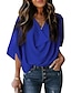 cheap Blouses &amp; Shirts-Women&#039;s Blouse Shirt Light Purple Almond Sky Blue Plain Casual Long Sleeve V Neck Basic S