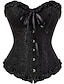 cheap Corsets-Corset Women&#039;s Plus Size Corsets Corsets Country Sexy Lady Sweetheart Tummy Control Push Up Jacquard Jacquard Abstract Flower Hook &amp; Eye Lace Up Nylon Polyester / Cotton Christmas Wedding Special