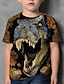 ieftine tricouri 3d pentru băieți-Copii Băieți Tricou Manșon scurt Dinozaur Imprimare 3D Bloc Culoare Animal Crewneck Uscare rapidă Albastru piscină Galben Kaki Copii Topuri Vară De Bază Șic Stradă Casual 3-12 ani