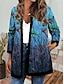 ieftine îmbrăcăminte grafică-Pentru femei Jachetă Sacou Zilnic Concediu Iarnă Toamnă Regulat Palton Rotund Fit regulat Casual ziua Sf. Patrick Jachete Manșon Lung Floral Imprimeu Trifoi Albastru piscină Galben