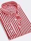 billige Button Down skjorter til mænd-Herre Jakkesætsskjorter Button Down skjorte Skjorte med krave Sort Hvid Rød Langærmet Stribet Krave Bryllup Arbejde Tøj