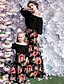 cheap Family Matching Outfits-Mommy and Me Dresses Floral Patchwork Blue Pink Maxi 3/4 Length Sleeve Daily Matching Outfits / Print