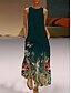 رخيصةأون فساتين بلا أكمام-نسائي لباس غير رسمي فستان شيفت فستان مشجر فستان طويل ماكسي أزرق البحرية بدون كم ورد طباعة الربيع الصيف رقبة عالية مدورة كاجوال 2023 S M L XL XXL 3XL