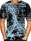 tanie T-shirty 3D męskie-Męskie Podkoszulek Graficzny Litera Okrągły dekolt Codzienny Wyjściowe Nadruk Krótki rękaw Najfatalniejszy Moda miejska Niebieski Biały Czarny
