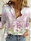 cheap Women&#039;s Blouses &amp; Shirts-Women&#039;s Shirt Blouse Yellow Red Purple Graphic Floral Print Long Sleeve Casual Basic Shirt Collar Regular Floral Geometric S
