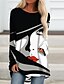 cheap T shirt Dresses-Women&#039;s Shift Dress Short Mini Dress Black Red Long Sleeve Print Abstract Print Fall Summer Round Neck Casual 2022 S M L XL XXL 3XL