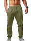 cheap Linen Pants-Men&#039;s Linen Pants Beach Pants Drawstring Sporty Daily Holiday Micro-elastic Outdoor Sports Solid Colored Mid Waist Green White Black S M L