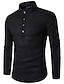 cheap Men&#039;s Clothing-Men&#039;s Shirt Pocket Collar Thin Spring &amp;  Fall Wine Red Blue Black Khaki Dark Blue