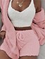 cheap Women&#039;s Sleepwear-Women&#039;s Warm Gift Pajamas Sets Home Party Street Valentine&#039;s Day Polyester Plush Simple Soft Sport Strap Top Shorts Fall Long Sleeve Sleeveless