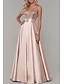 cheap Prom Dresses-A-Line Prom Dresses Sparkle Dress Prom Formal Evening Floor Length Sleeveless V Neck Bridesmaid Dress Satin with Pleats Sequin 2024