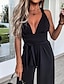 cheap Women&#039;s Jumpsuits-Women&#039;s Jumpsuit Backless Criss Cross Solid Color Deep V Ordinary Party Casual Wide Leg Regular Fit Sleeveless Green Black Pink S M L Spring / Strap