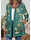 cheap Graphic Outwear-Women&#039;s Jacket Casual Jacket Daily Holiday Winter Autumn / Fall Regular Coat Round Neck V Neck Regular Fit Casual St. Patrick&#039;s Day Jacket Long Sleeve Floral Trees / Leaves Print Black Green