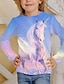 preiswerte 3D-T-Shirts für Mädchen-Kinder Mädchen Einhorn 3D-Druck T-Shirt T-Shirt Langarm Tierdruck Blau Kinderoberteile Herbst Aktiv Schule Alltagskleidung Normale Passform 4-12 Jahre