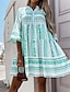 Χαμηλού Κόστους Print Φορέματα-Γυναικεία Καθημερινό φόρεμα Μίντι φόρεμα Θαλασσί Καφέ Πράσινο του τριφυλλιού 3/4 Μήκος Μανικιού Ριγέ Καλοκαίρι Άνοιξη Άνοιξη, Φθινόπωρο, Χειμώνας, Καλοκαίρι Καθημερινό Χαλαρή Εφαρμογή 2023 Τ M L XL