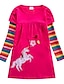 cheap Dresses-Kids Girls&#039; Dress Animal Rainbow Unicorn Long Sleeve School Daily Embroidered Sweet 100% Cotton Knee-length Spring Fall 2-8 Years Royal Blue Fuchsia