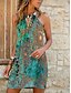 cheap Print Dresses-Women&#039;s Mini Dress Green Blue Light Blue Sleeveless Floral Print Spring Summer Halter Neck Regular Fit Boom Sale Dress S M L XL XXL 3XL