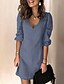 cheap Plain Dresses-Women&#039;s Shift Dress Mini Dress Black Blue Light gray Half Sleeve Fall Spring Summer V Neck Hot S M L XL XXL 3XL