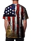billige flagg-Herre Skjorte T skjorte T-skjorter nødlidende t-skjorte Grafisk Amerikansk flagg Uavhengighetsdagen Nasjonalflagg Crew-hals Hvit Gul Vin Rød Blå 3D-utskrift Store størrelser Avslappet Daglig Kortermet