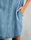 cheap Casual Dresses-Women&#039;s Denim Shirt Dress Short Mini Dress Light Blue Short Sleeve Solid Color Pocket Spring Summer Shirt Collar Hot Casual 2022 S M L XL XXL