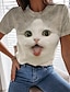 cheap Women&#039;s T-shirts-Women&#039;s T shirt Tee Cat Graphic Patterned 3D Daily Weekend 3D Cat Painting T shirt Tee Short Sleeve Print Round Neck Basic Essential Vintage White Black Blue S / 3D Print