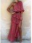 cheap Print Dresses-Women&#039;s Casual Dress Swing Dress Maxi long Dress Red khaki Grey Half Sleeve Dot Ruffle Summer Spring One Shoulder Active 2023 S M L XL XXL