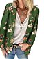 cheap Jackets-Women&#039;s Jacket Fall Daily Regular Coat V Neck Regular Fit Casual Jacket Long Sleeve Print Floral Green