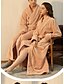 cheap Women&#039;s Sleep &amp; Lounge-Women&#039;s Plus Size 1pc Pajamas Robes Gown Bathrobes Plush Simple Casual Pure Color Fleece Home Party Daily V Wire Warm Gift Long Sleeve Modern Style Fall Winter Belt Included Pocket Forest Green Women