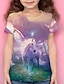 abordables camisetas 3d de niña-Chica 3D Galaxia Unicornio Camiseta Manga Corta Impresión 3D Verano Activo Poliéster Niños 4-12 años Exterior Diario Ajuste regular