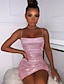 cheap Party Dresses-Women&#039;s Short Mini Dress Bodycon Pink Light Green Sleeveless Backless Sequins Ruched Pure Color Cold Shoulder Spring Summer Party Personalized Stylish Hot 2022 Slim S M L XL XXL