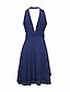 cheap Wedding Guest Dresses-A-Line Cocktail Dresses Party Dress Wedding Guest Engagement Knee Length Sleeveless Halter Neck Chiffon V Back with Sleek Tiered 2024