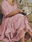cheap Maxi Dresses-Women&#039;s Swing Dress Maxi long Dress Pink Khaki Beige Light Blue Half Sleeve Solid Color Layered Fall Summer Round Neck Elegant Vintage 2022 S M L XL XXL 3XL 4XL 5XL
