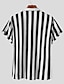 cheap Men&#039;s Casual Shirts-Men&#039;s Shirt Print Striped Stand Collar Casual Daily Print Short Sleeve Tops Casual Fashion Classic Streetwear Black / White / Summer / Work