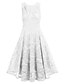 cheap Wedding Guest Dresses-A-Line Cocktail Dresses Minimalist Dress Holiday Tea Length Sleeveless V Neck Spandex with Lace Insert 2023