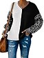 cheap Knit Tops-Women&#039;s Pullover Sweater Leopard Print Color Block Modern Style Active Casual Long Sleeve Loose Sweater Cardigans Fall Winter Round Neck Black with gray White with black Blue with powder / Holiday