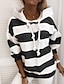 cheap Hoodies &amp; Sweatshirts-Women&#039;s Striped Hoodie Pullover Daily Holiday Basic Casual Hoodies Sweatshirts  Loose Blue Blushing Pink Black