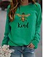 cheap Knit Tops-women bee kind sweatshirt long sleeve blouse graphic pullover letter print top (green,x-large)