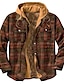 cheap Flannel Shirts-Men&#039;s Flannel Shirt Check Hooded Light Yellow Light Purple Wine Green / Black Sea Blue Long Sleeve Print Street Daily Button-Down Tops Fashion Casual Comfortable
