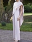 abordables Tailleur-pantalons-Combinaisons Robe de Mère de Mariée  robe demoiselle d honneur Elégant Bijoux Longueur Sol Tissu extensible Sans Manches avec Volants 2024