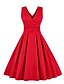 cheap Vintage Dresses-Women&#039;s Vintage Dress Semi Formal Dress Skater Dress Midi Dress Red Sleeveless Pure Color Ruched Summer Spring V Neck Vintage Party Birthday Wedding Guest Slim 2023 S M L XL XXL 3XL