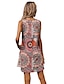 cheap Print Dresses-Women‘s Strap Dress Boho Dress Mini Dress Red Blue Light Grey Sleeveless Multi Color Print Spring Summer U Neck Ethnic Loose Fit 2023 S M L XL
