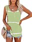 cheap Tank Tops &amp; Camis-Women&#039;s T shirt Tee Tank Top Henley Shirt Vest Cotton Striped Light Green Pink Purple Sleeveless Causal Vacation Basic Round Neck Loose Fit Summer