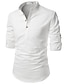 cheap Cotton Linen Shirt-Men&#039;s Linen Shirt Casual Shirt Summer Shirt Beach Shirt Black White Navy Blue Long Sleeve Plain Stand Collar Summer Spring Casual Daily Clothing Apparel Button-Down