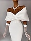 זול שמלות קוקטייל-מעטפת \ עמוד שמלות קוקטייל אלגנטית שמלה אורחת חתונה ללבוש למסיבה באורך הקרסול ללא שרוולים סירה מתחת לכתפיים בד מתיחה עם סרט 2024