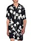 cheap Men&#039;s Shirts-Men&#039;s Home Shirt Suits Set Shirt Coconut Tree Button-Down Print Short Sleeve Tops Casual Fashion Breathable Comfortable Black Red