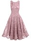 cheap Wedding Guest Dresses-A-Line Cocktail Dresses Minimalist Dress Holiday Tea Length Sleeveless V Neck Spandex with Lace Insert 2023